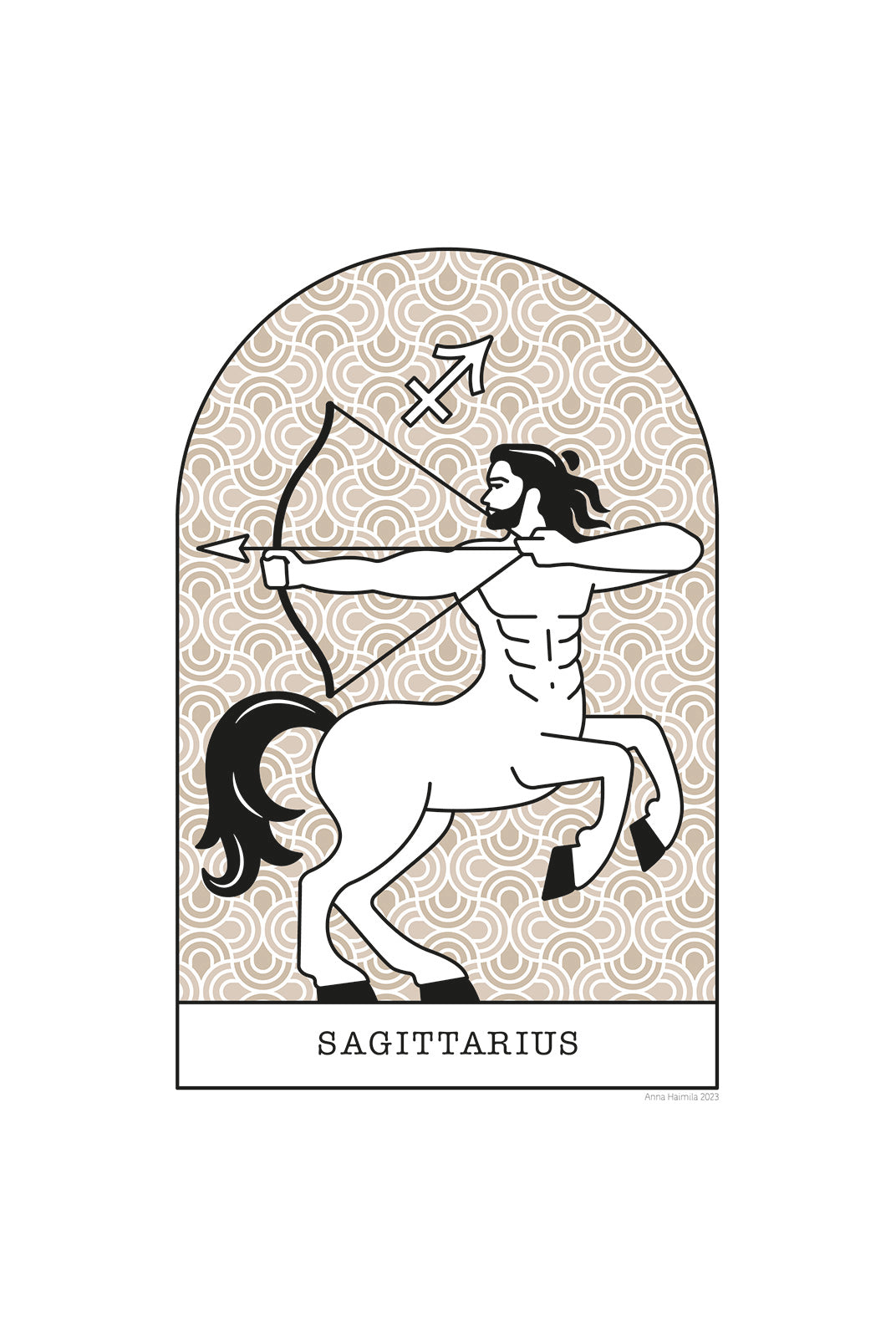Jousimies, Sagittarius -horoskooppi (beige)