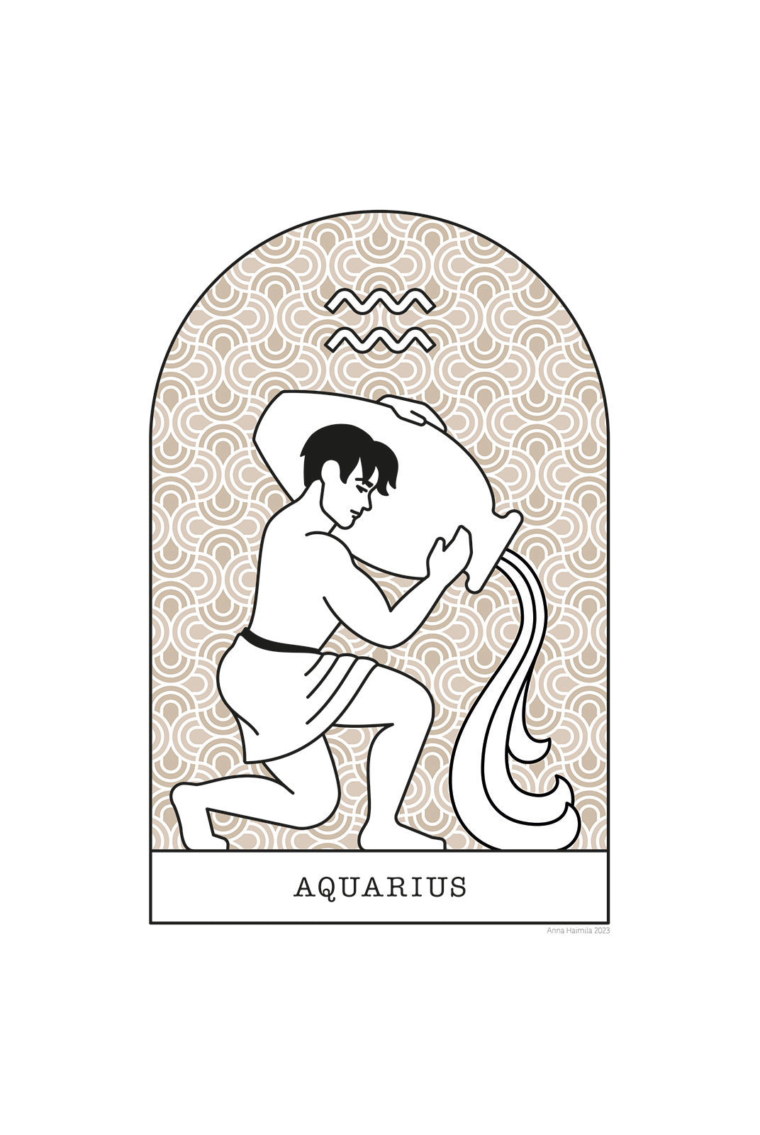 Vesimies, Aquarius -horoskooppi (beige)